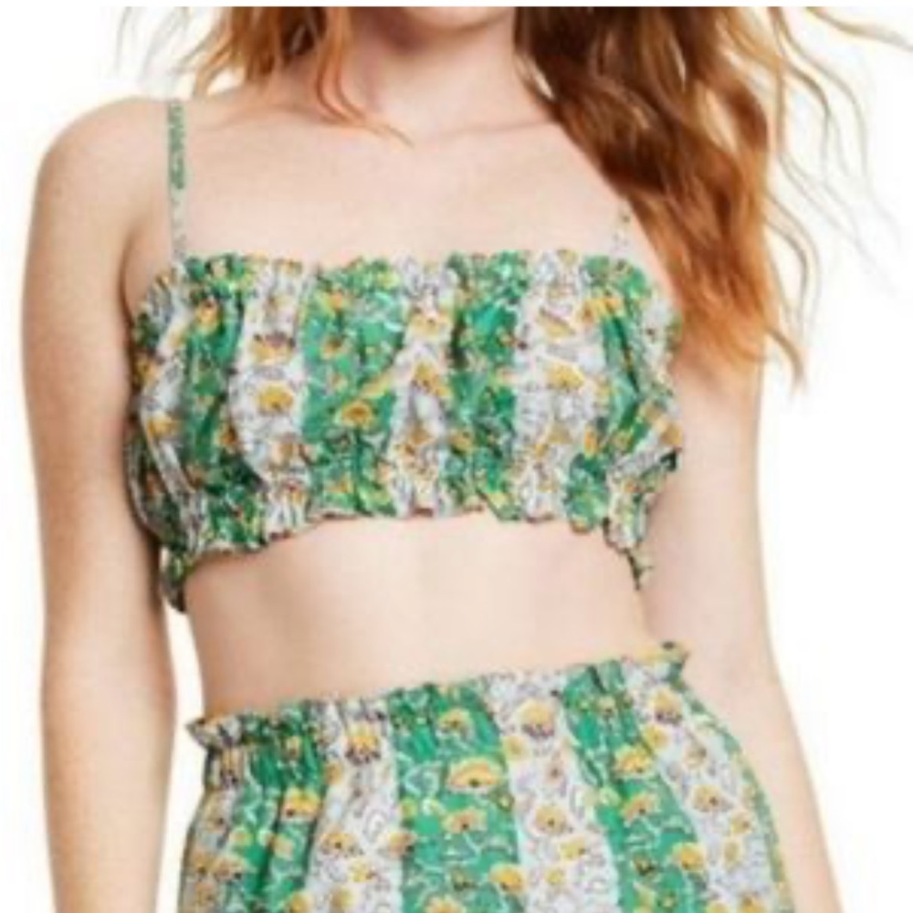 New Rhode summer top in green and yellow stripes crop tops M